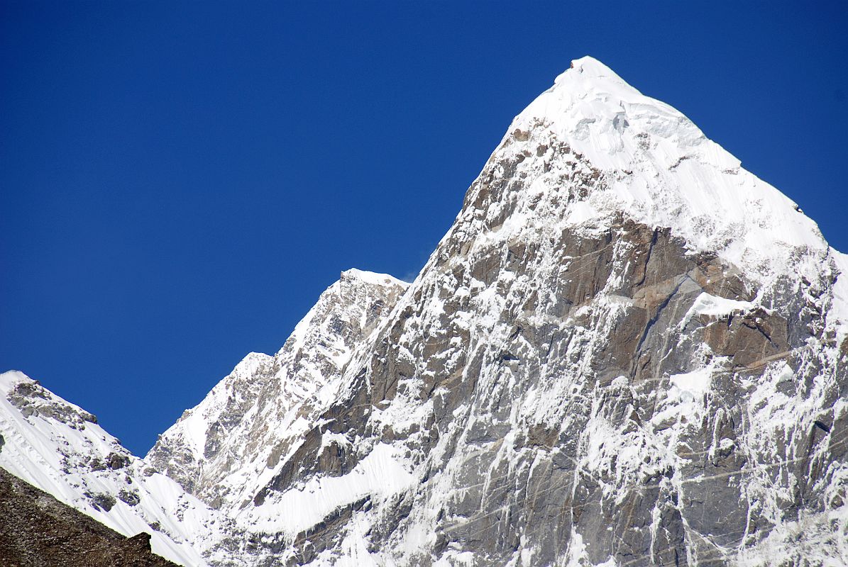 03 Ice Tooth, Shishapangma, Nyanang Ri Close Up From Valley Just After Leaving Shingdip On Trek To Shishapangma Advanced Base Camp Ice Tooth (6200m), Shishapangma�s Southwest Summit, Nyanang Ri (7071m) close up looking up valley just after leaving Shingdip.